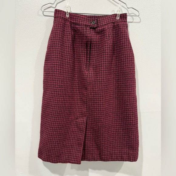 Vintage Giorgio Sant'Angelo Wool Skirt Houndstooth Red & Black/size 6 - Picture 5 of 10